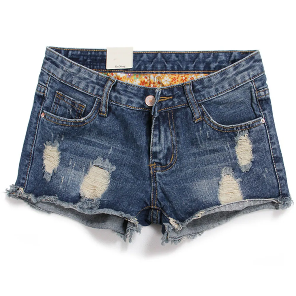 Wholesale-2016 New skinny Jean Shorts Womens Casual Stretch Rolled Cuffs Jean Denim Shorts,Vintage Shorts size S-3XL