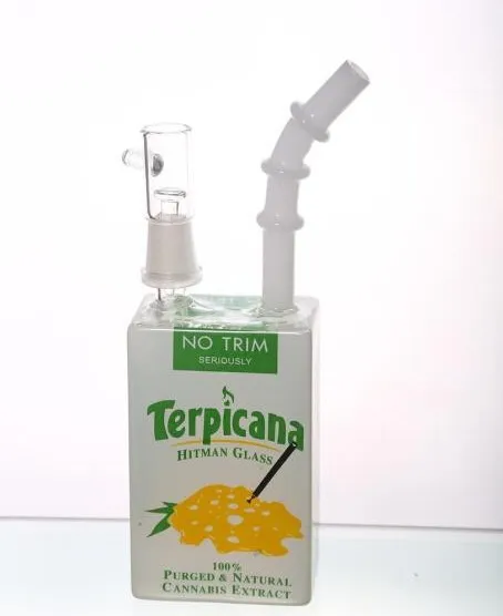 Terpicana Hitman Hookah White Green Liquid Box Glass Bongs 14.4mm Joint Water Pipes With Bowl In Stock