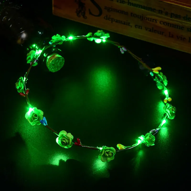 Led Flower Wreath Headband Crown Festival Floral Garland for Park Wedding Headdress Glow Hair Band Decor ZA4548