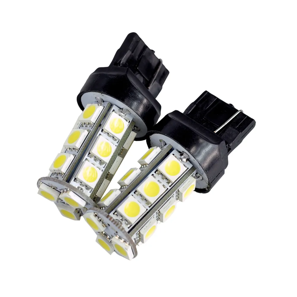 10個のPCS T20 LEDカーライト電球7440 7441 18 LED 5050 SMD DC 12Vホワイト6000 DRLブレーキテールリバースライトユニバーサルLEDランプ