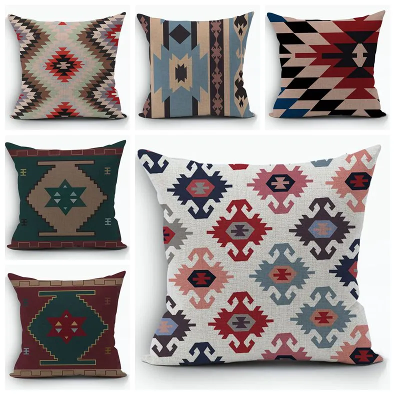 beautiful kilim cushion cover ethnic boho almofada indian turkish throw pillo case cotton linen sofa bed fundas cojines