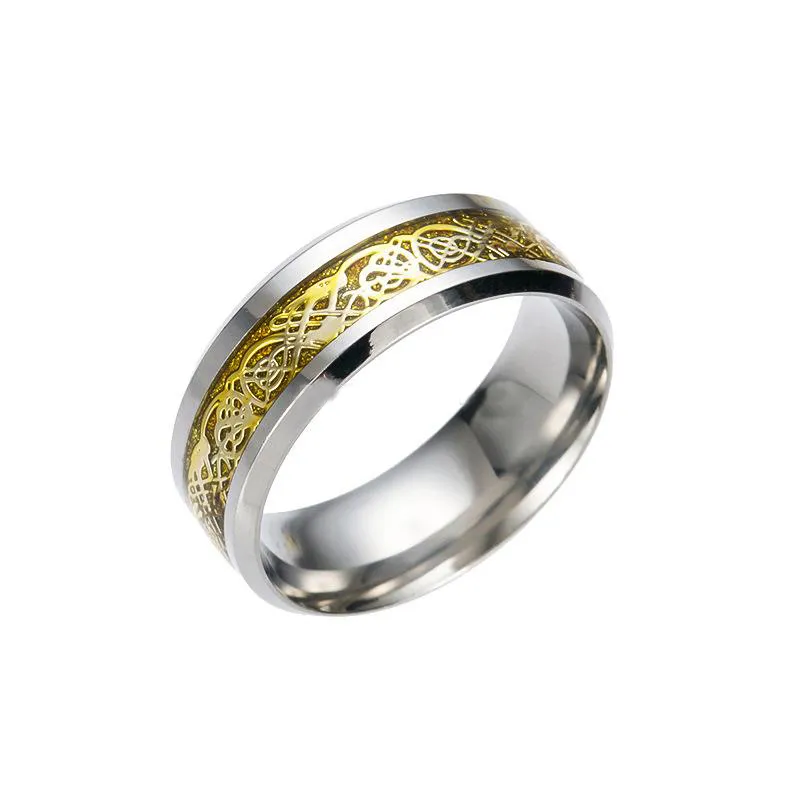 Винтажный золотой дракон дизайн 316L кольцо из нержавеющей стали ювелирные изделия Cool Men Lord Wedding Band Seal Cons для любовников Большой 5-13 Размер