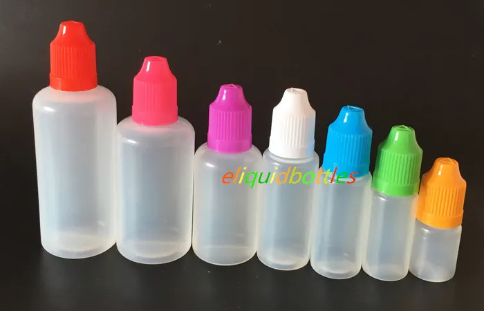 2018 Hot Sale Eliquid PE-flaskor 5ml 10ml 15ml 30ml 50ml 60ml plastbehållare Billigaste E Liquid E Juice Bottle Gratis frakt