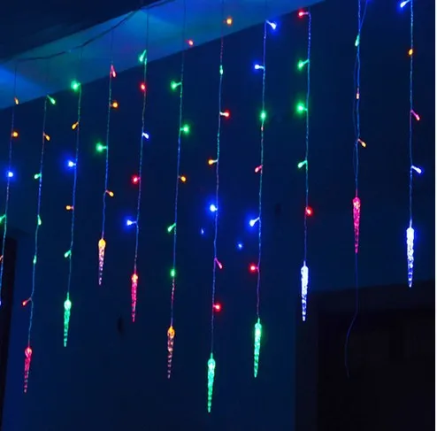 4M * 0.7M 100 LED 고드름 커튼 조명 크리스마스 LED 고드름 문자열 요정 조명 가정용 파티 결혼식 장식