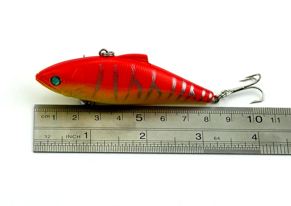 Hengjia VIB 80 stks vissen lokt 8.5cm 11.2g 4 # haken vissen tackle vibrator bas lokaas aas twee genomen