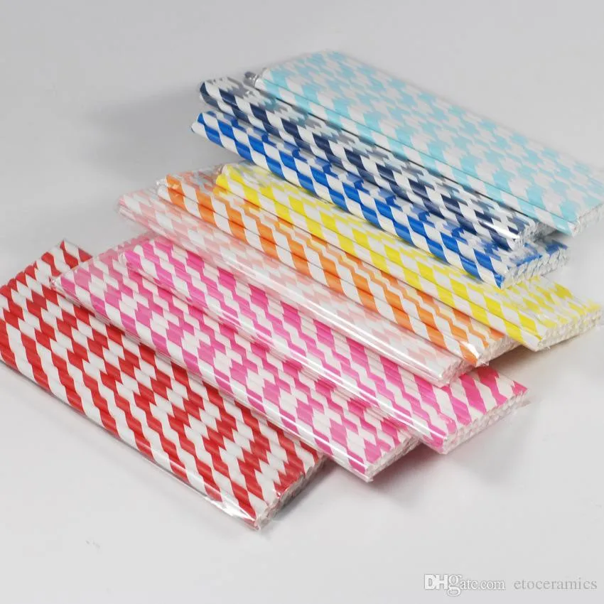 Coloured Drink Paper Straws Cut Gold Striped Eco friendly Drinking BobaTea Cocktail Straw Cartoon Glass Reusable stainless steel straw straight and bent