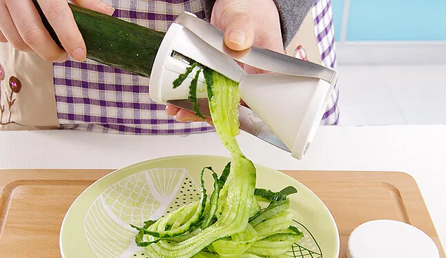 3 Cores Kitchen Room Grater Espiral Vegetal Slicer Fácil Espiral Vegetal Spiralizer Slicer Twister Cuisine Cortador