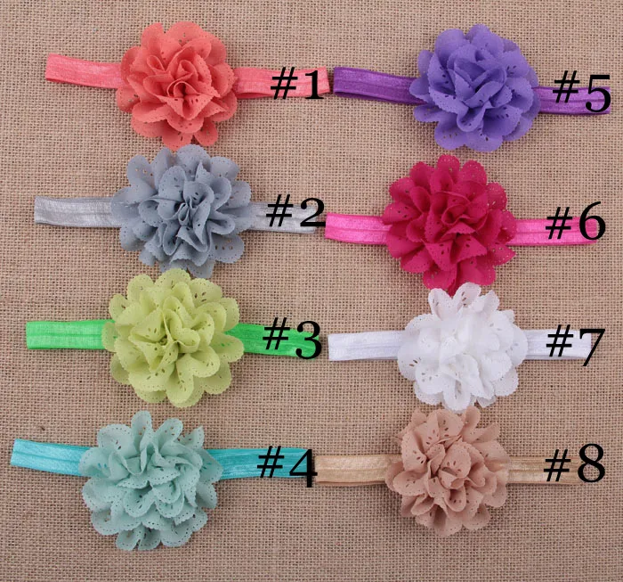 50 piezas 2,5 pulgadas moda flor diadema niña tela hueca flor banda para el cabello niño niña recién nacido color de pelo TO344