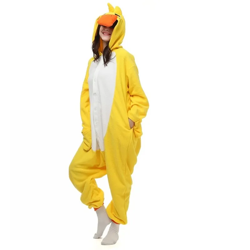 Halloween Party Costume cute Lovely Yellow Duck Onesie Pajamas Costume Unisex Adult One-piece Sleepwear Onesie Tops Party Cartoon 266f