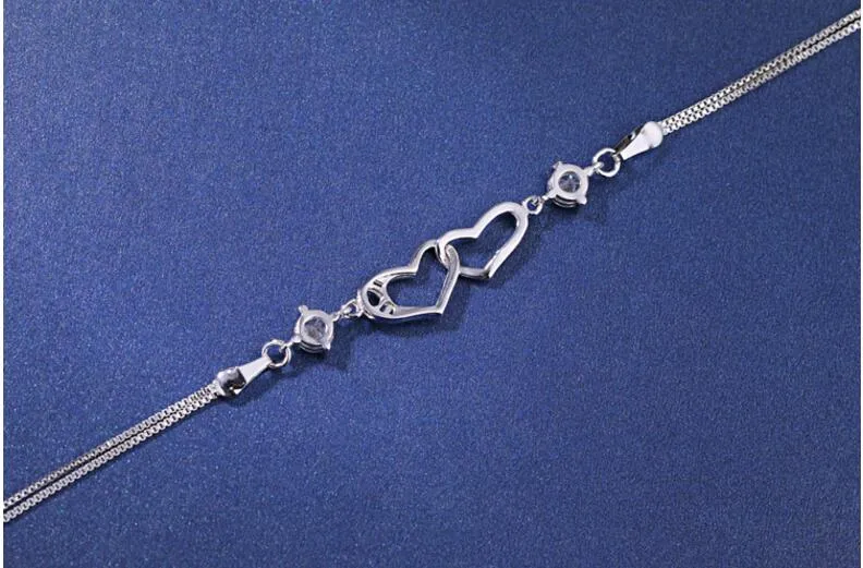 DHgate.com:925 Sterling Silver Double Heart I Love You