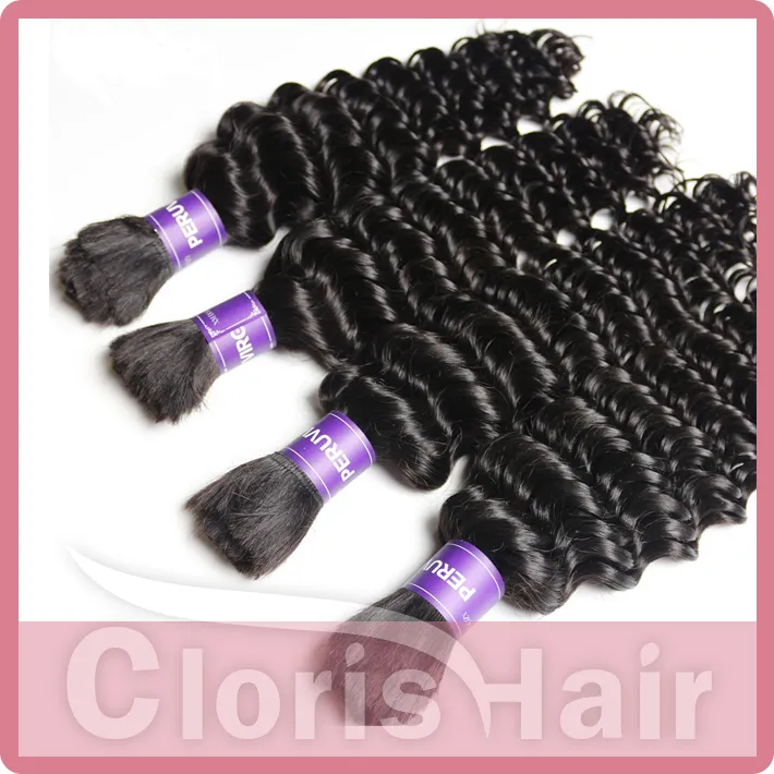 Top Deep Wave Braiding Human Hair Bulk For Micro Braid No Weft Cheap Unprocessed Deep Curly Peruvian Hair Weave Bundles In Bulk 3p1529996