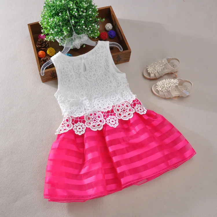 Meninas do bebê Vestidos Crianças Vestido De Renda para Meninas Sem Mangas Princesa Colete Vestido de Festa Roupas de Meninas Roupas Infantis Criança Roupas Infantis