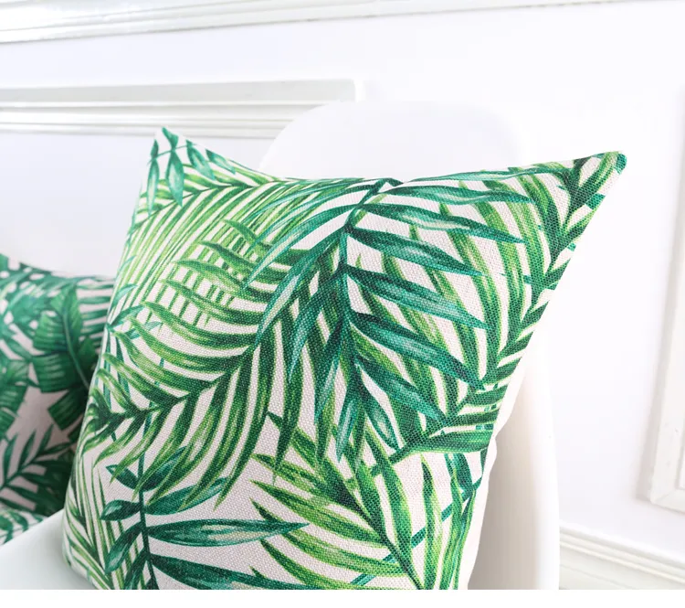 Housse de coussin jungle tropicale plante de forêt tropicale fundas style d'été capa de almofada feuilles vertes taie d'oreiller 3696325