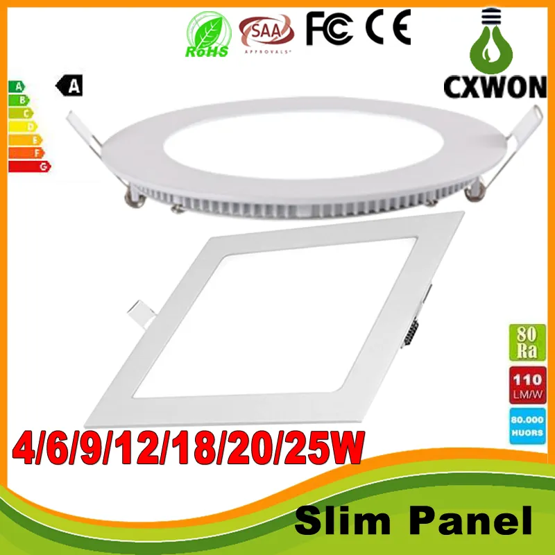 LED 패널 조명 Recessed 램프 9W 12W 15W 18W 24W 라운드 스퀘어 따뜻한 순수 멋진 흰색 실내 조명