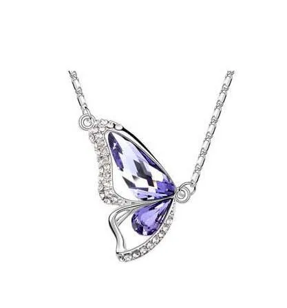 Oostenrijk Crystal Sieraden Set Animal Butterfly Crystal Vol met Diamond Stud Oorbellen en Hanger Kettingen Set