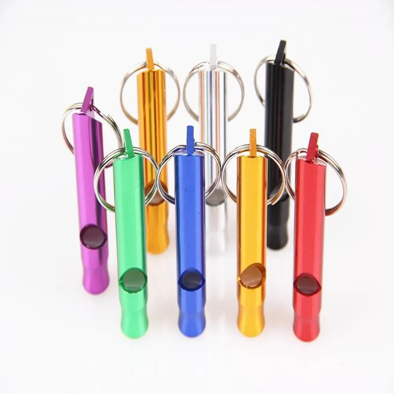 Aluminium Alloy Ultraljud Sound Pet Dog Training Whistle Flute Portable Keychain Dog Whistle Justerbar Dog Flöjt