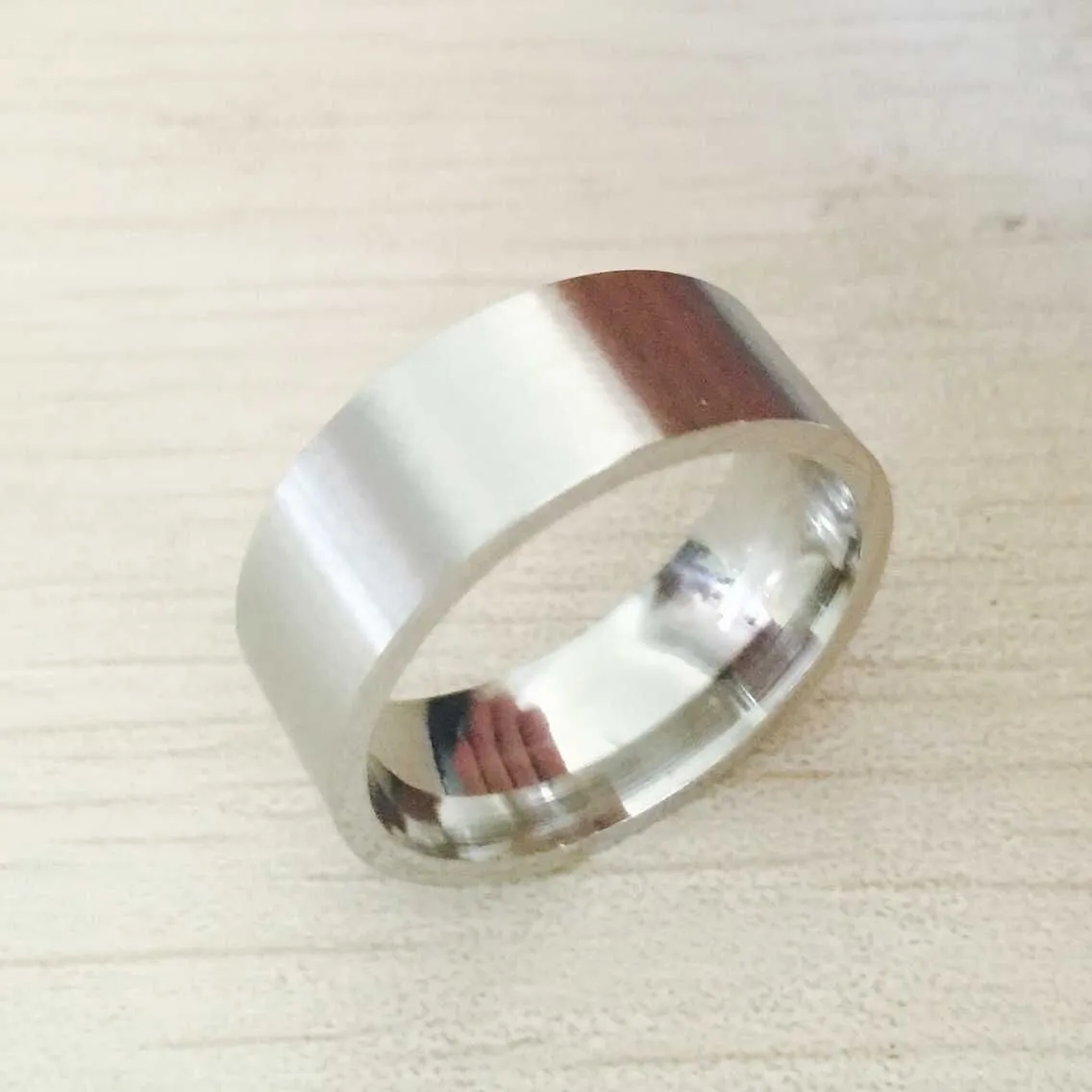 Coole eenvoudige mannen 8mm dik 316L roestvrij staal bruiloft verloving zilver metalen ringen voor mannen vrouwen hoge kwaliteit USA maat 6-14