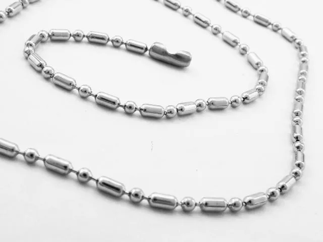 Collier en acier inoxydable 304, chaînes à billes perlées de 2.4mm, 50cm, 55cm, 60cm, 70cm, 20 piècesFN101