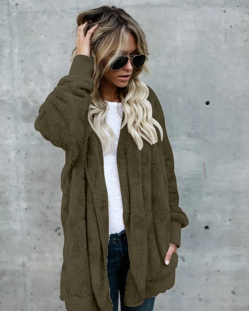 Faux Fur Coat Kobiety Moda Z Kapturem Streetwear Dwa Side Wear Płaszcz Zimowy Kobiety Ciepłe i Komfort Płaszcz