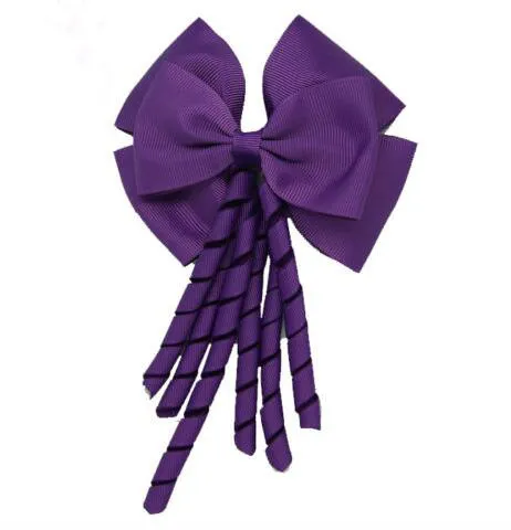 ! 4inch korker streamer ribbon elastic bobble Grosgrain Ribbon Long Korker Tail Fancy Cute Hair Bow With Clip For Girls /