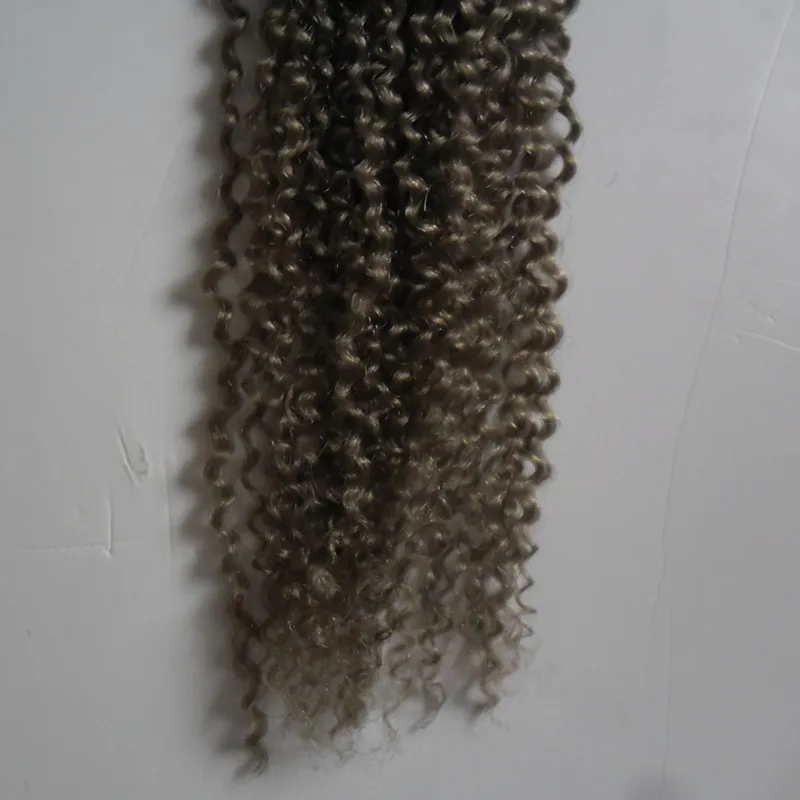 Kinky Curly Virgin Hair Silver Grey Ombre Human Hair Extensions Two Tone Ombre Brazilian Virgin Hair Grey Weave