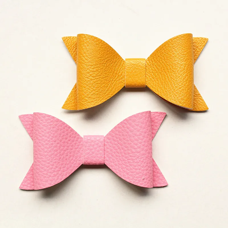 NEW Imitation Leather Big Size Bows Design Baby Hairpins Handmade Aritificial Felt Kids Hair Clips Lovely Bowknot Hair Accessories