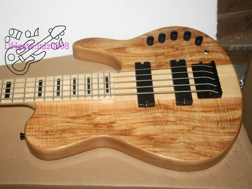 Custom 5 Strings Bass Guitar HOT SALE 5 strings Electric bass guitar Natural one piece body OEM available High Quality