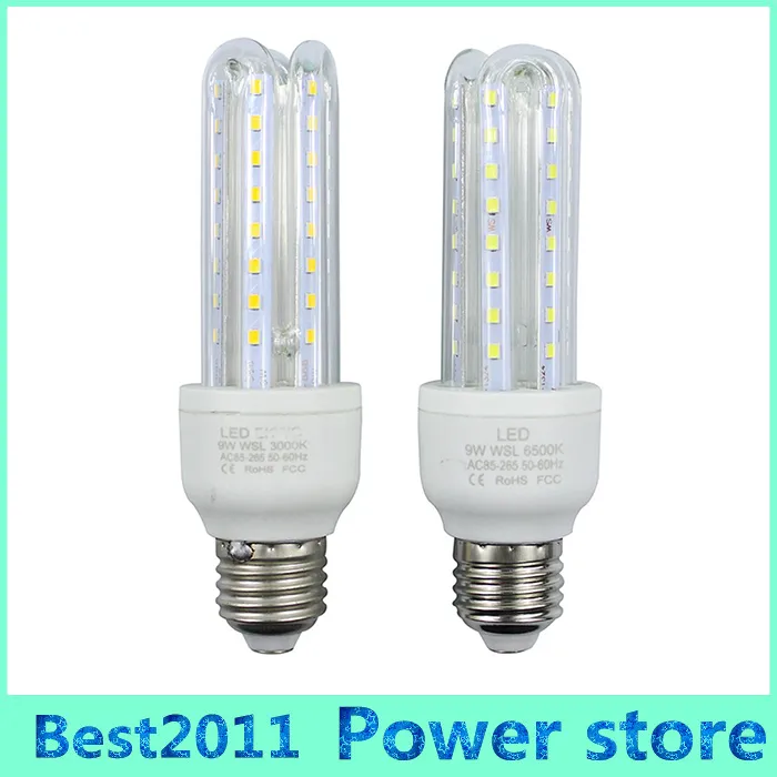 Haute puissance AC 85-265 V 9 W E27 2835 SMD U forme Led ampoule de maïs projecteur lampe à LED plafonnier livraison gratuite