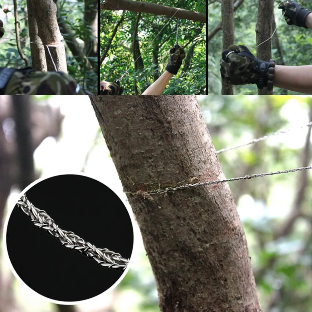 Serra de arame de aço de alta resistência para caminhadas, acampamento, caça, aventura, rolagem, serras de corda, ferramenta necessária para sobrevivência ao ar livre