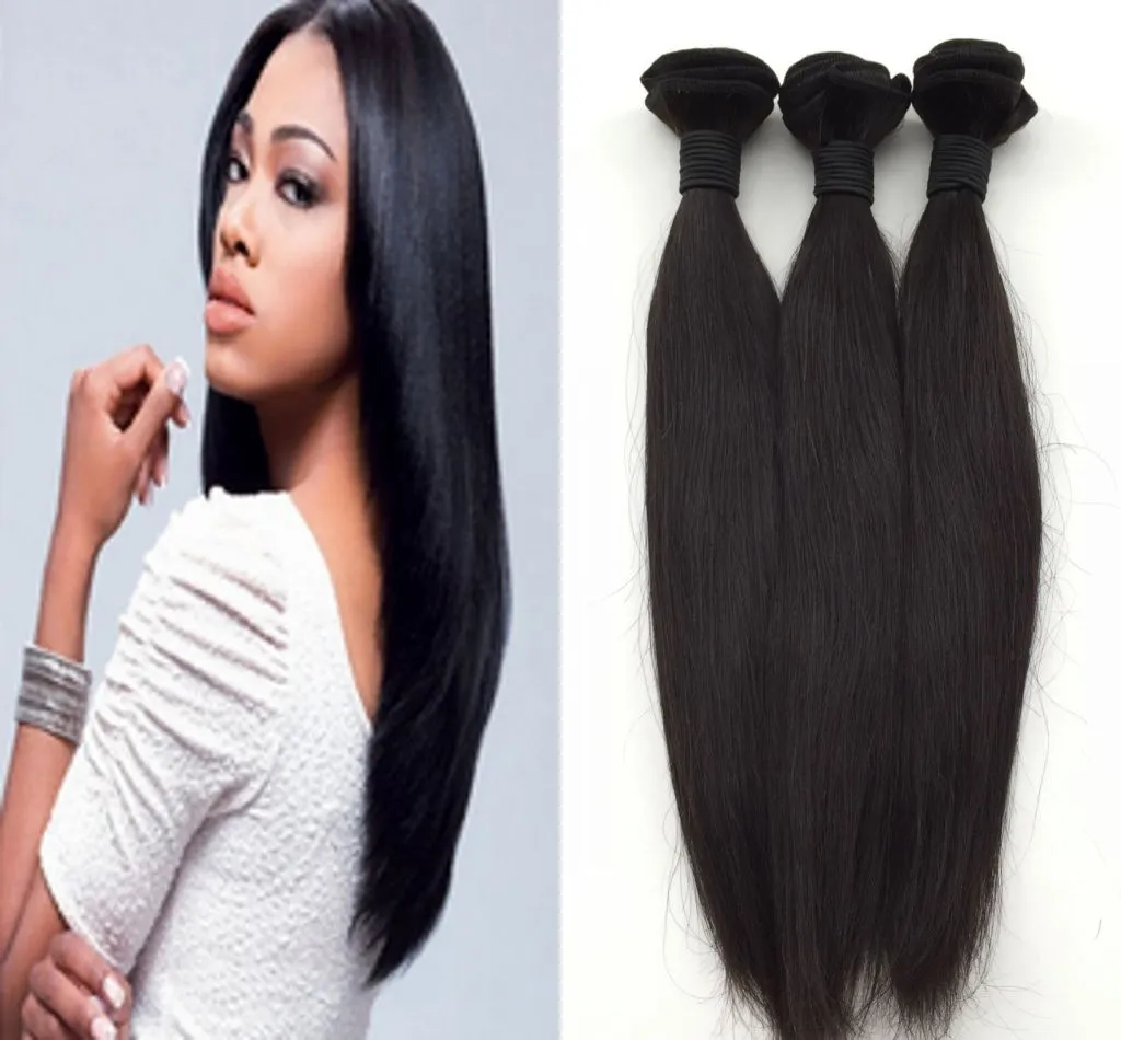 Brasilianska hår Virgin Human Hair Weaves Extensions Bästa kvalitet Peruanska Malaysiska Indiska Mongoliska Virgin Hair Straight Bundles Därgåriga