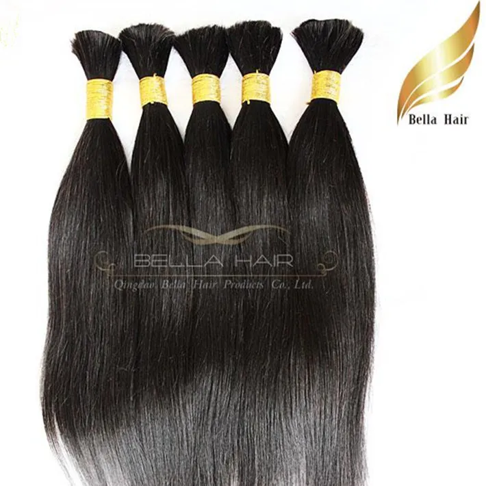 18 20 22 24 26 inch Natuurlijke kleur Straight Haar Bulks Onverwerkte Braziliaanse Menselijke Bulk Haar 3 Bundels Hair Extensions Gratis verzending
