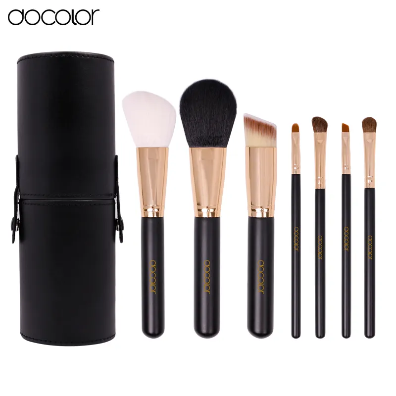 Docolor Alta Qualidade Pincéis de Maquiagem 7 Pcs Maquiagem Pincel Com Virola De Cobre Make Up Kit de Ferramentas