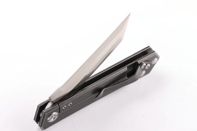 High End survival folding blade knife D2 steel 60HRC tanto point blades TC4 titanium alloy handle knives with gift box