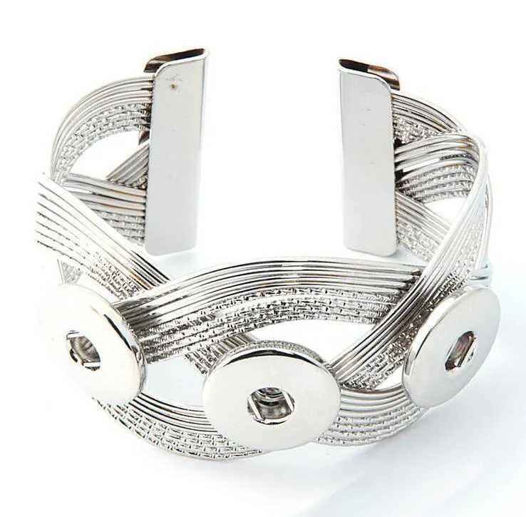 Nieuwe modedraadbangle Diy verwisselbaar kruis rond bangle bracele 18 mm snap armbanden sieraden groothandel 3 stijlen