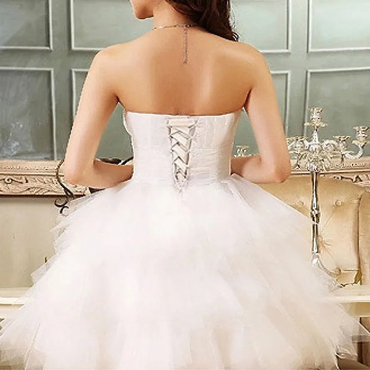 Heimkehrkleid für Teenager, formeller Abend, Perlen-Party, Brautjungfer, kurzes Ballkleid, hochwertig, trägerlos, elegant, weiß, elfenbeinfarben, Bridesma4213593