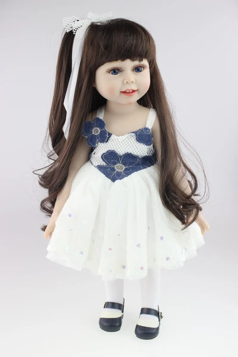 Full Vinyl 18 inch American Girl Lifelike Doll Collectible Princess Custom Reborn Baby Toys Fashion Toy