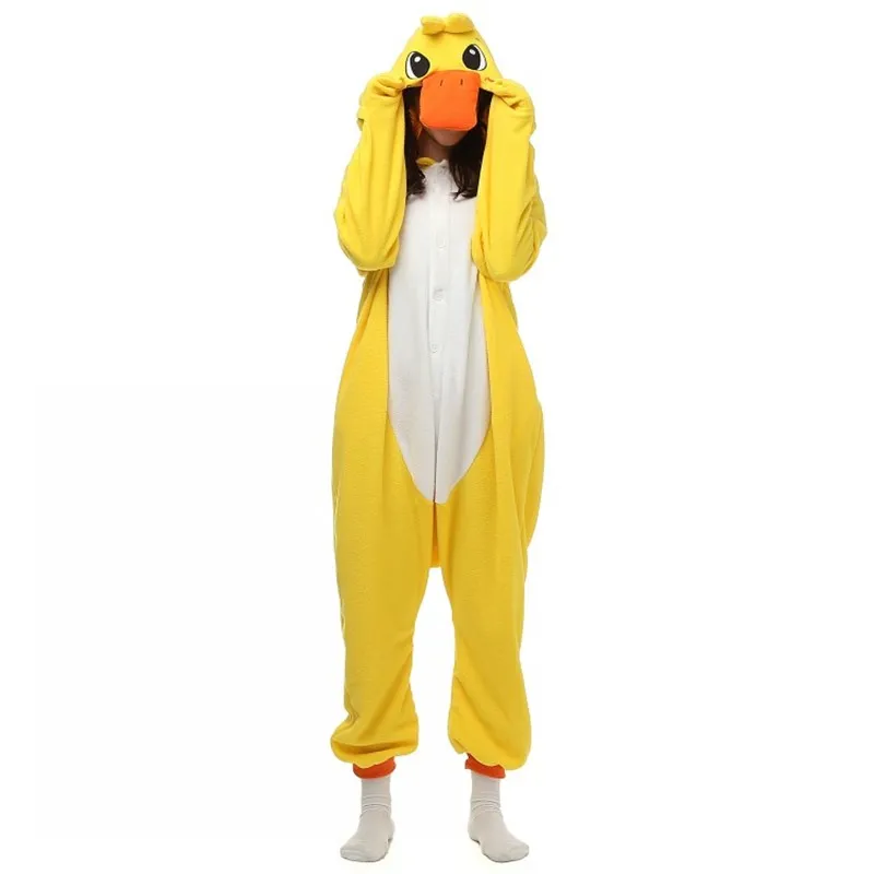 Halloween Party Costume cute Lovely Yellow Duck Onesie Pajamas Costume Unisex Adult One-piece Sleepwear Onesie Tops Party Cartoon 271Q