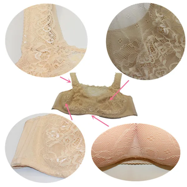 high quality sexy seethrough lace bra for shemale transgender wear with onepiece silicone breast forms7959332