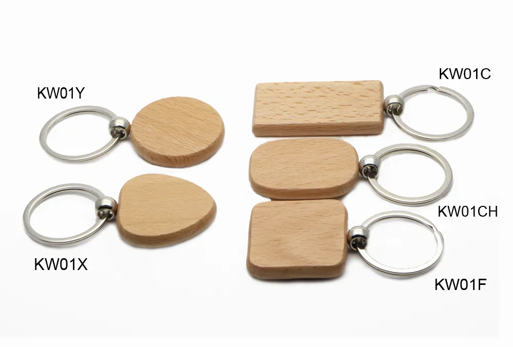 Blank Key Chain di legno 100X Circle 1.25 '' trasporto Portachiavi KW01Y libero