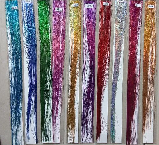 Colorful Metallic Glitter Tinsel Laser Fibre hair Wig Hair Extension Accessories Hairpiece Clip in Cosplay Wig party event Festive7897416