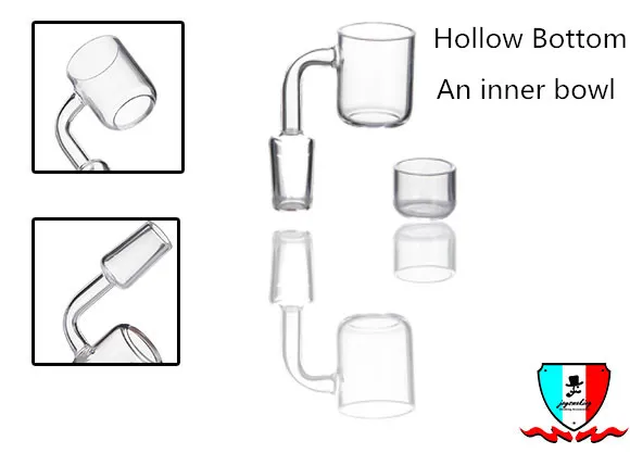 Thermal Quartz Banger 2 Del Röktillbehör Ny utformad ihålig botten med ett inre Exchengenal Bowl Glass Bang bekvämt att rengöra