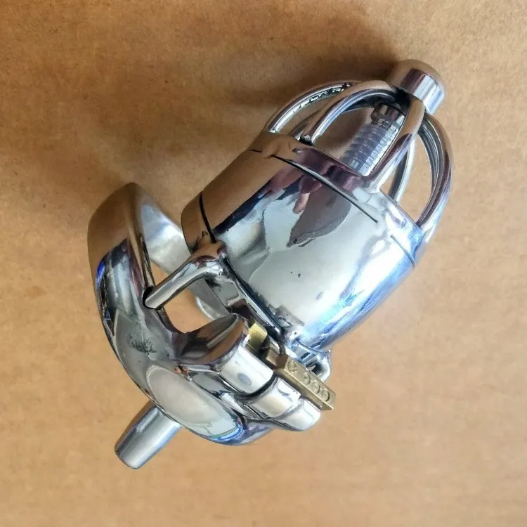 Nuovo design della serratura Lunghezza del dispositivo da 70 mm Lunghezza della gabbia del cazzo da 50 mm Dispositivi di castità maschile in metallo per uomo in acciaio inossidabile