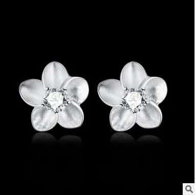 Oostenrijk Crystal Flower Stud Earring 925 Verzilverd Charm Mooie Sieraden Simulatie Steen Oorbellen Kleine Bloem