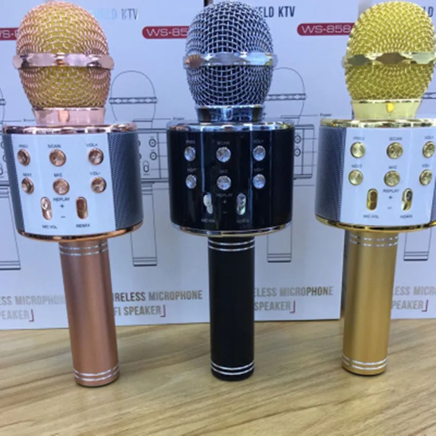 Q7 Handhållen Mikrofon Bluetooth Trådlös KTV med högtalare MIC Microfono Handheld för smartphone Portable Karaoke Player