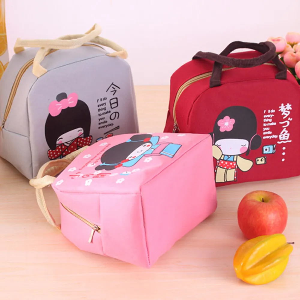 Ny japansk tjej lunch lådor stor bärbar isolering Vattentät låda förtjockning gulliga tecknade folie isolering väskor