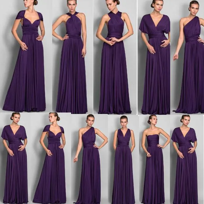 Long Chiffon Convertible Bridesmaid Dress 2019 New Floor Length Wedding Party Dress Custom Made Drop Shipping