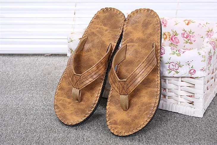 Summer 2016 Men`s Fashion Leather Sandals High Quality Casual Slippers Casual Leather Sandals For Men