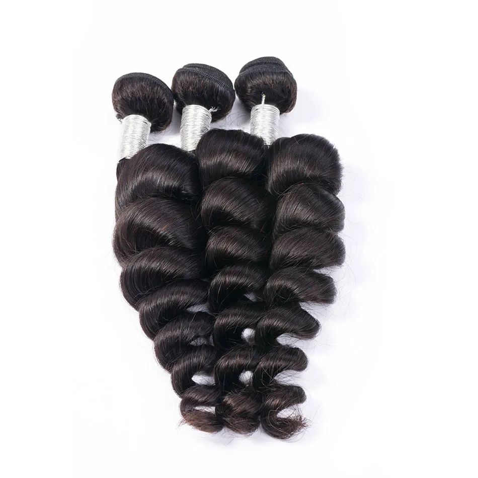 Onda solta brasileira Feixes de Cabelo Humano 4 Pçs / lote 100% Cabelo Brasileiro Virgem Não Processado Onda Solta Tramas de Cabelo Cor Natural