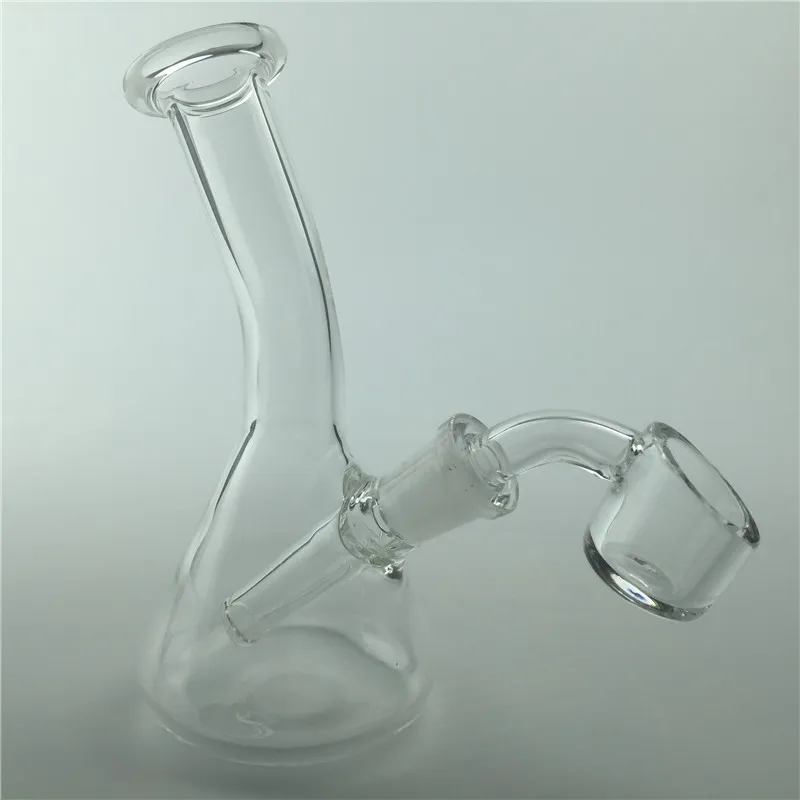 New Arrival 4,3 cal Mini Glass Glass Pipes Water Bong z 3mm Grube Quartz Banger Krótkie szyja Małe Heyy Glass Bongs