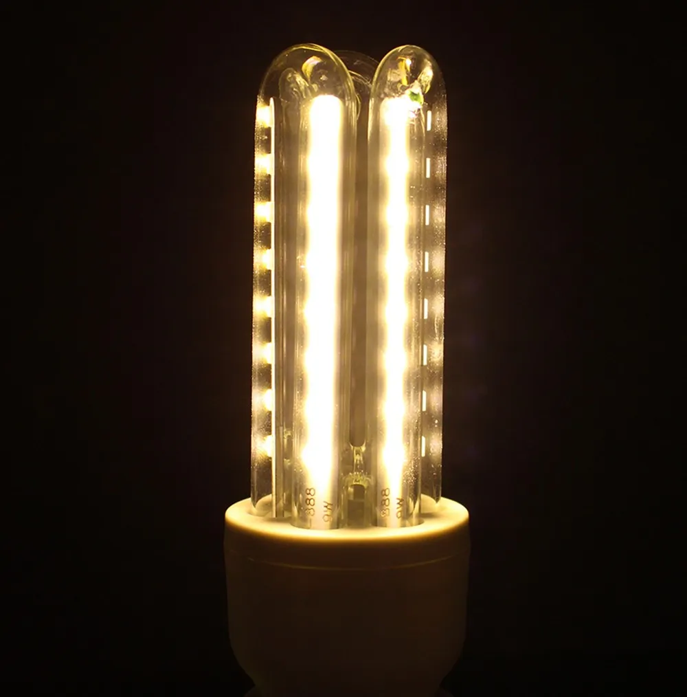 مصباح توفير الطاقة SMD2835 E27 LED 9W لمبة الذرة AC85-265V على شكل U مصباح إضاءة مصباح LED